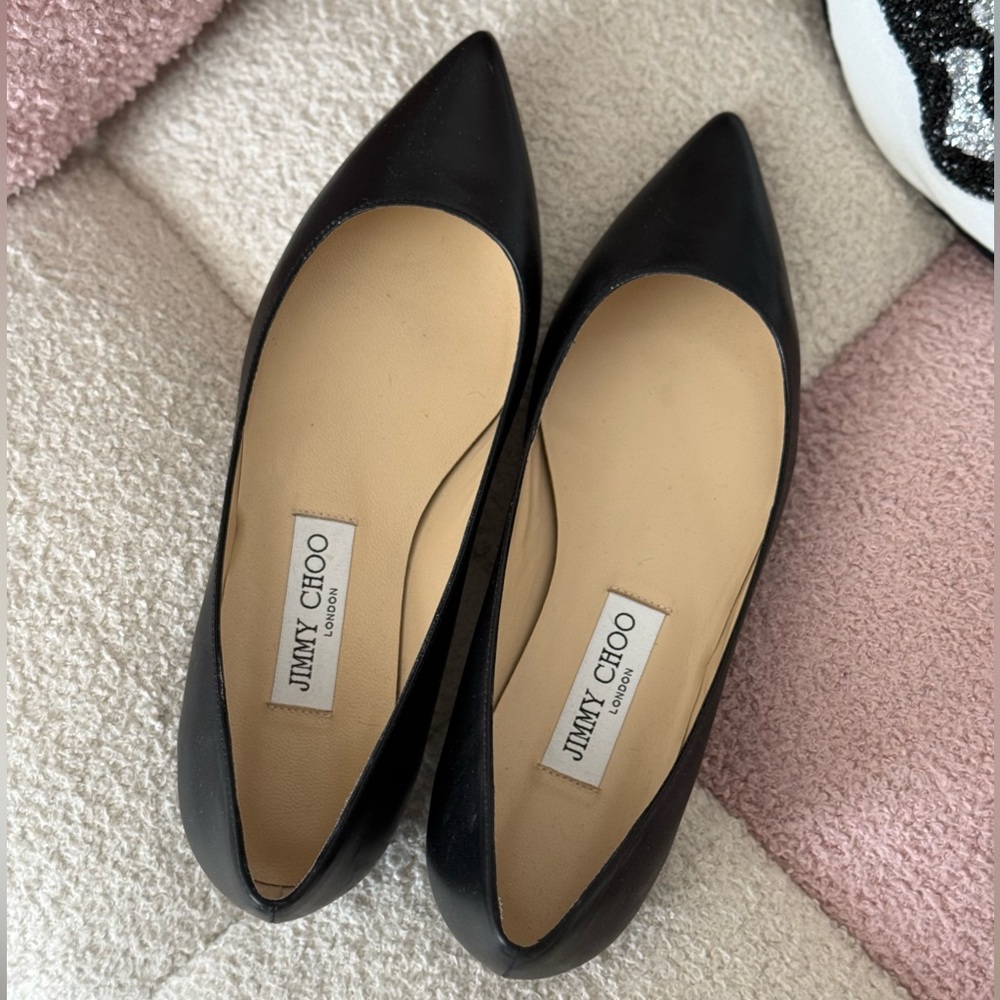 Jimmy Choo Women's Romy Leather Pointed Toe Ballet Flats size 37